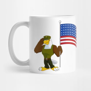 Patriotic Eagle Cartoon Character Salute Mug